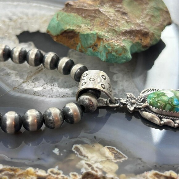 Sterling Southwestern Style Sonora Gold Turquoise Decorated Pendant For Women - Picture 3 of 10